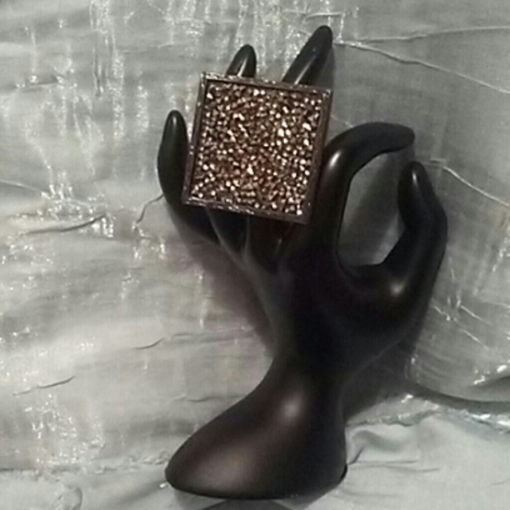 Black Sparkle Statement Ring - image 1